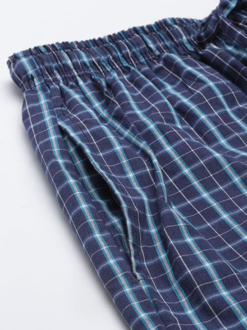Navy Blue Checks Lounge Short